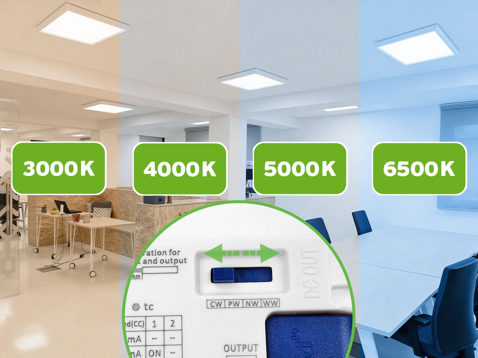 Panel natynkowy LED 60x60 Almach CRI 95 CCT 40W 3000/4000/5000/6500K